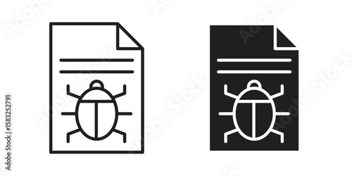 Bug report icon in flat and liner trendy style for app ui designs