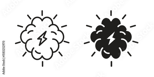 Brainstorm icon in flat and liner trendy style for app ui designs