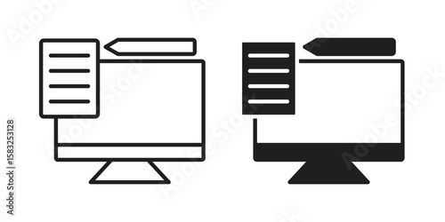 Blended learning icon in flat and liner trendy style for app ui designs