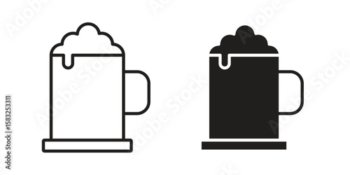 Beer icon in flat and liner trendy style for app ui designs