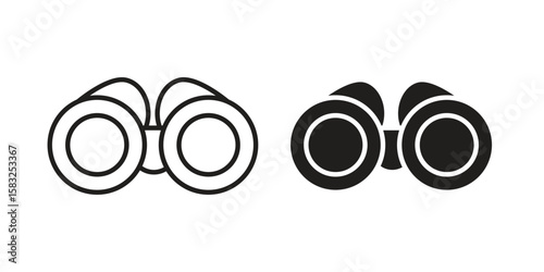 Binoculars icon in flat and liner trendy style for app ui designs