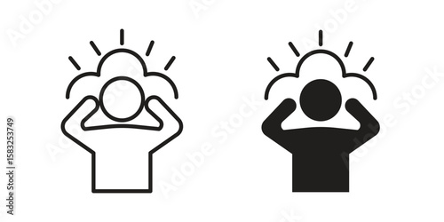 Anxiety icon in flat and liner trendy style for app ui designs