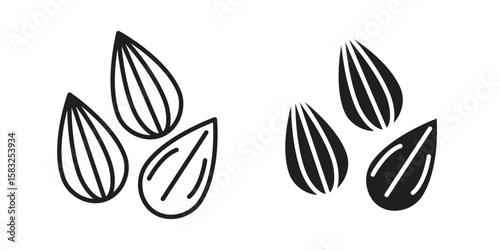 Almond icon in flat and liner trendy style for app ui designs