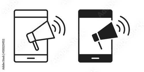 Advertising icon in flat and liner trendy style for app ui designs