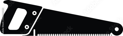 Black Silhouette of a Hand Saw on White Background a Versatile Tool for Woodworking and Construction Projects Symbolizing Precision Craftsmanship and the Art of Cutting