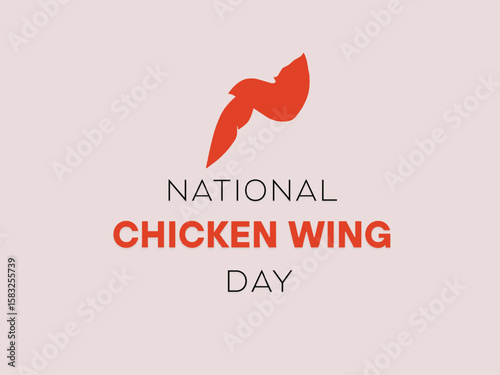 National Chicken Wing Day Poster – Stylized Red Wing and Bold Text on Light Pink Background
