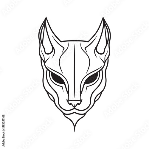Vector illustration of a Sphynx cat, a hairless feline breed known for its unique appearance and expressive features