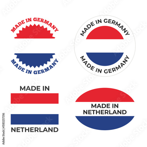 Netherlands Design Elements Vector Collection - Diverse Flags & Origin Badges