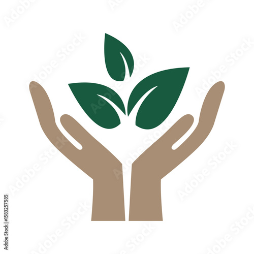 Hands nurturing a vibrant green plant, symbolizing life, growth, and environmental care