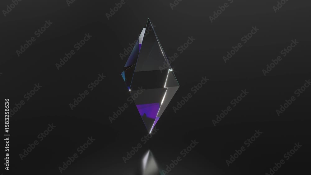 diamond crystal rainbow shine on black bg rotate