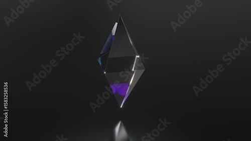 diamond crystal rainbow shine on black bg rotate