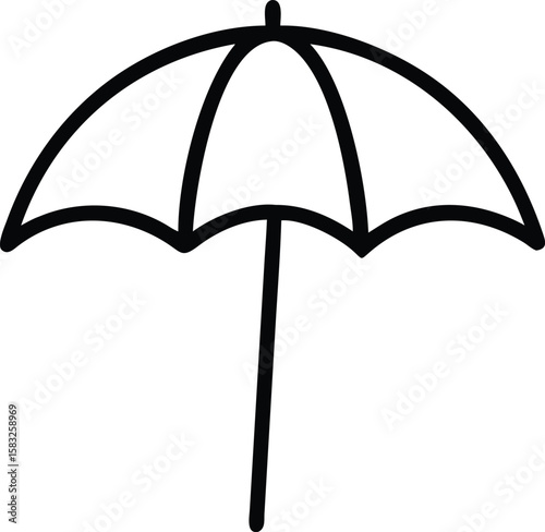 Simple Line Art Illustration of a Beach Umbrella for Summer Vacation Designs, Websites, and Applications