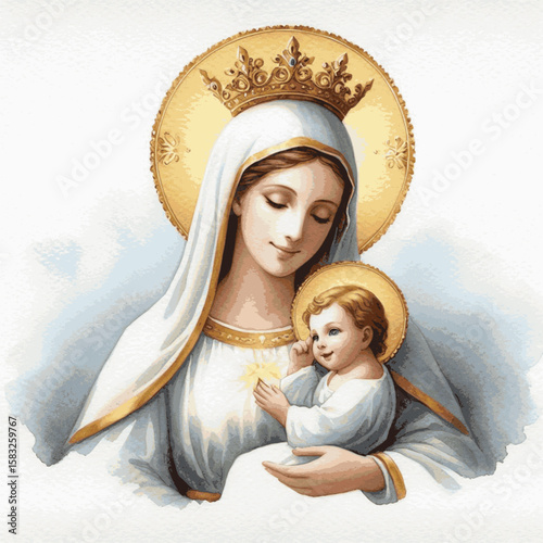 Lily’s Light Virgin Mary isolated watercolor vector illustration svg