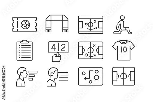 Soccer, sports line icon set. football, match, team icons line collection