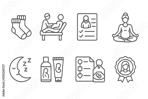 Healthcare, maternity outline icon set. pregnancy, medical essentials linear collection