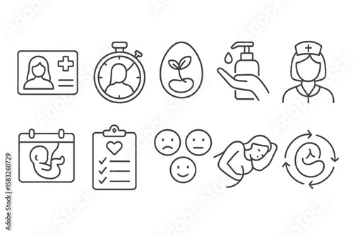 Pregnancy and maternity line icon set. prenatal care, health, and baby outline collection