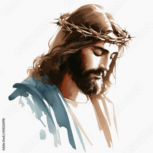 Sermon Shadows Jesus Christ isolated watercolor vector illustration svg