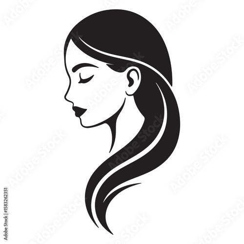 Elegant Woman Face Line Art  Minimalist Female Silhouette Design