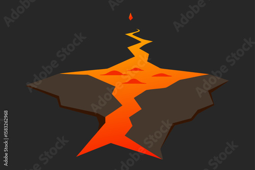 glowing magma river beneath cracked rock