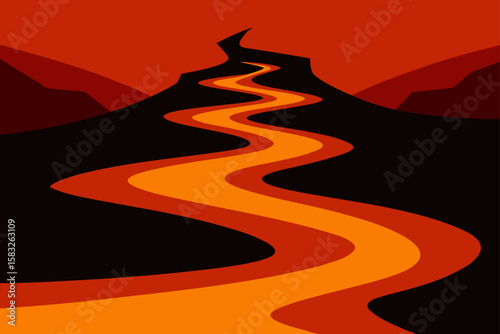 layers of hardened lava in a winding canyon