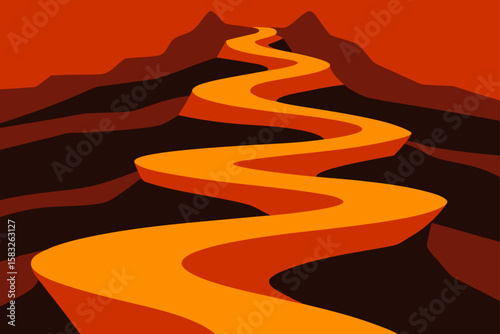 layers of hardened lava in a winding canyon