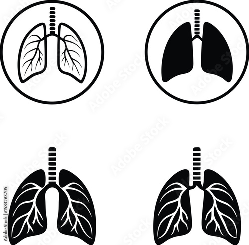 Lung & Respiratory Icons: Healthy Lungs, Airway, Pulmonary Health