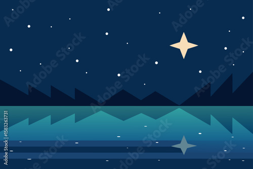 stars twinkling over a still lake at night