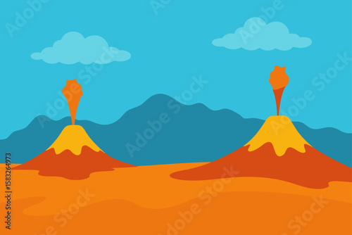 volcanic field with gas vents and moss patches