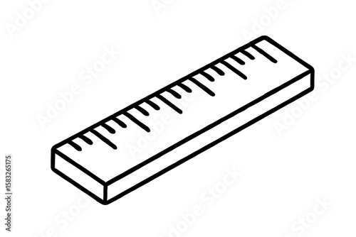Ruler Measuring Tool Vector Line Art Illustration - Measurement and Stationery Icon