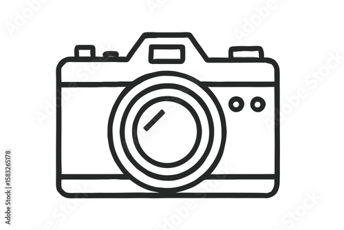 Classic Camera Outline Vector Icon Illustration - Photography and Media Symbol