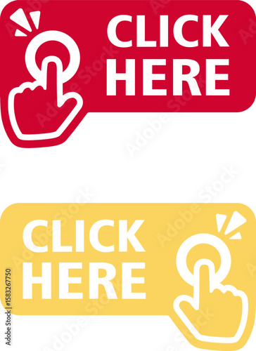 Click here button click icon. Vector illustration.