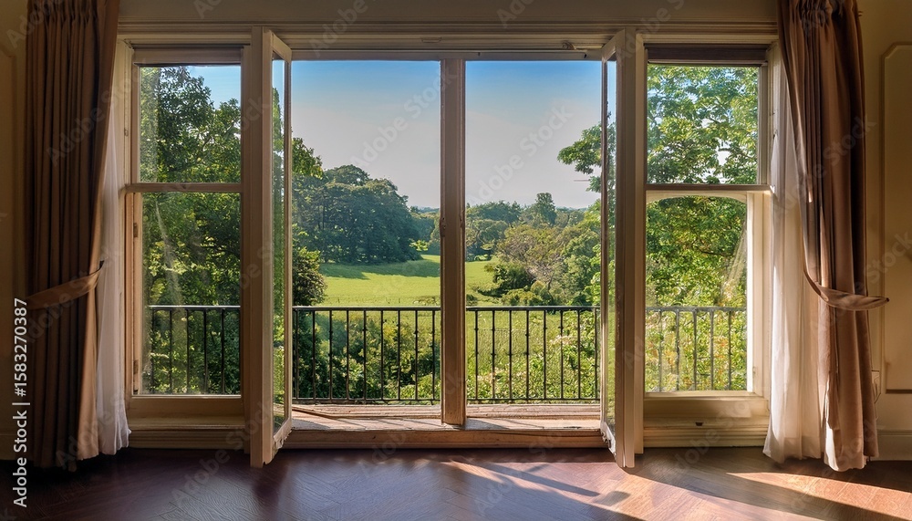 Fototapeta premium elegant bay window providing a serene view of nature perfect for relaxation