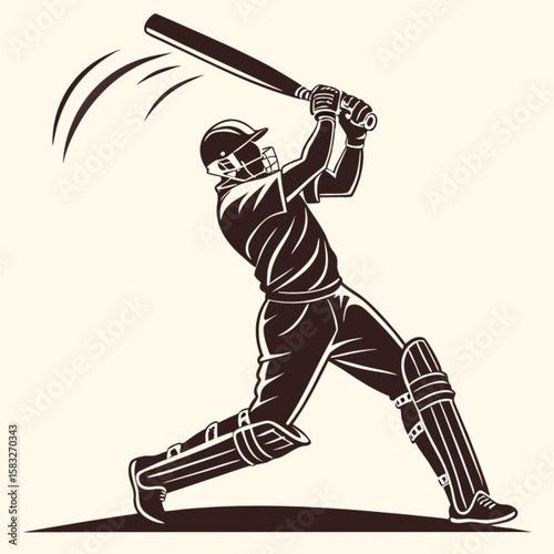 Dynamic vector illustration of a baseball player in action, hitting the ball with a bat, perfect for sports-themed designs and competitions