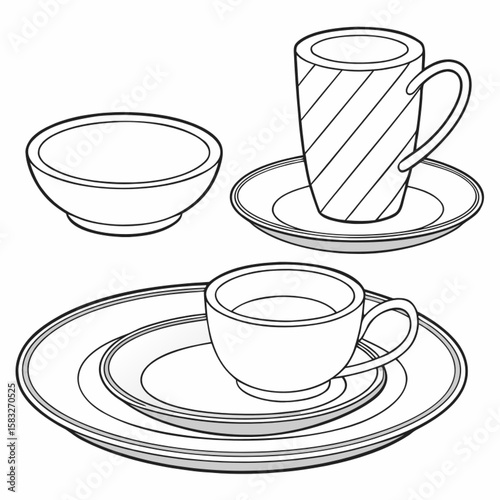 A comforting hot coffee beverage in a white porcelain mug with a spoon on a saucer, isolated for your cafe and breakfast-themed projects