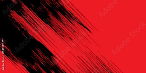 Dynamic Red and Black Strokes An abstract composition bursts with energy as dynamic red and black strokes intertwine, creating a visual narrative of intensity and movement.