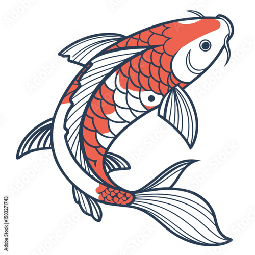 Colorful cartoon vector illustration of a tropical fish swimming underwater