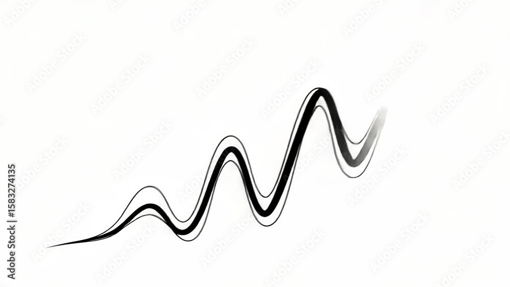 A black arrow with a curved line shows an upward trend isolated on white background A black arrow with a curved line shows an upward trend isolated on white background