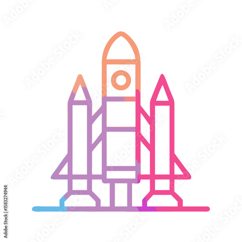 Colorful rocket illustration with linear design and modern style  