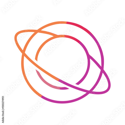 Abstract planet icon with colorful rings in modern design  