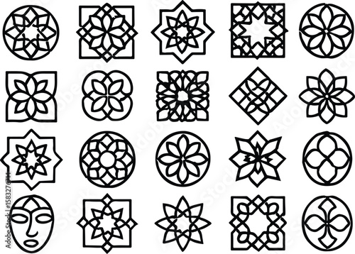 Seamless set of black Celtic ornamental vector patterns and floral design elements