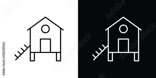 Chicken coop icon line for web, mobile and infographics.