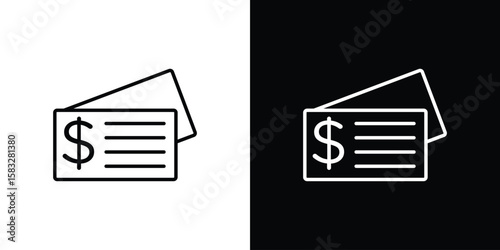 Cheque icon line for web, mobile and infographics.