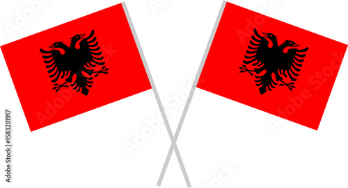 Albania Map with National Flag Design | Country Silhouette Vector