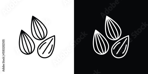Almond icon line for web, mobile and infographics.