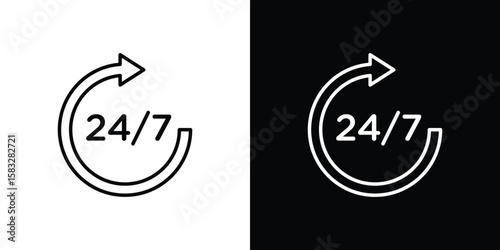 24 7 icon line for web, mobile and infographics.
