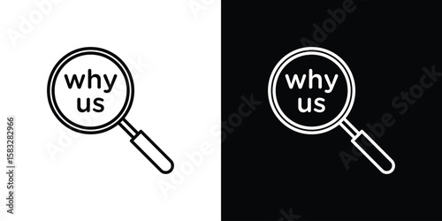 Why us icon line for web, mobile and infographics.