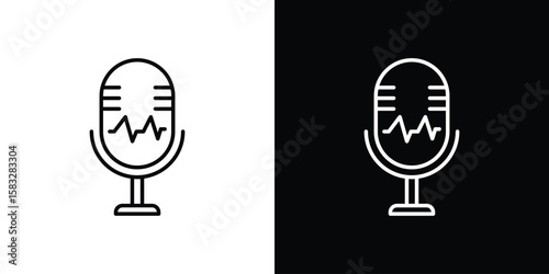 Voice recognition icon line for web, mobile and infographics.