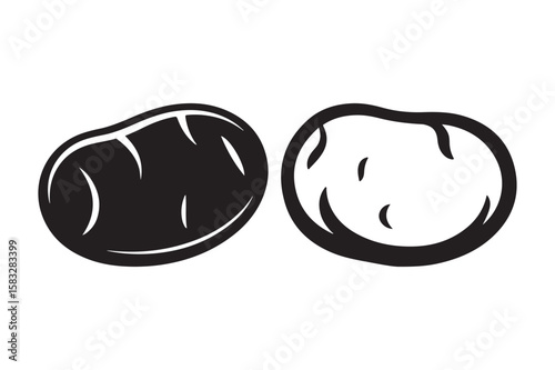 Black and white potato illustration food vegetable