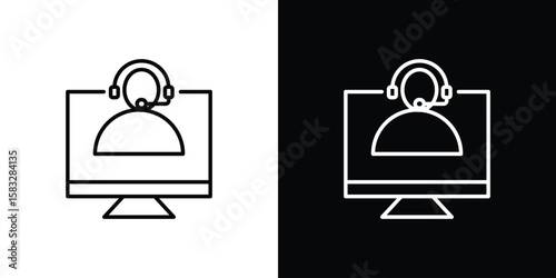 Tech support icon line for web, mobile and infographics.