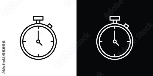 Stopwatch icon line for web, mobile and infographics.